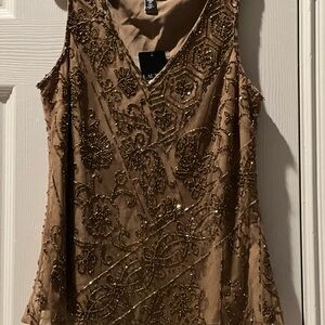 Lauren Ralph Lauren Embellished Tan Blouse